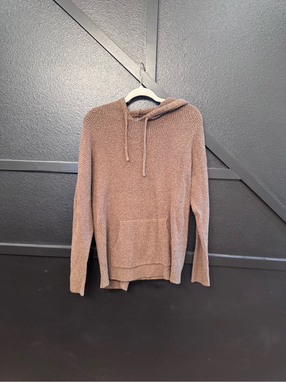 Natural Reflections Mauve-Brown Hooded Knit Sweater